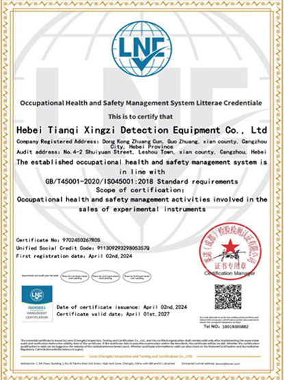 Occupational Health and Safety Management System Certificate (English Version)